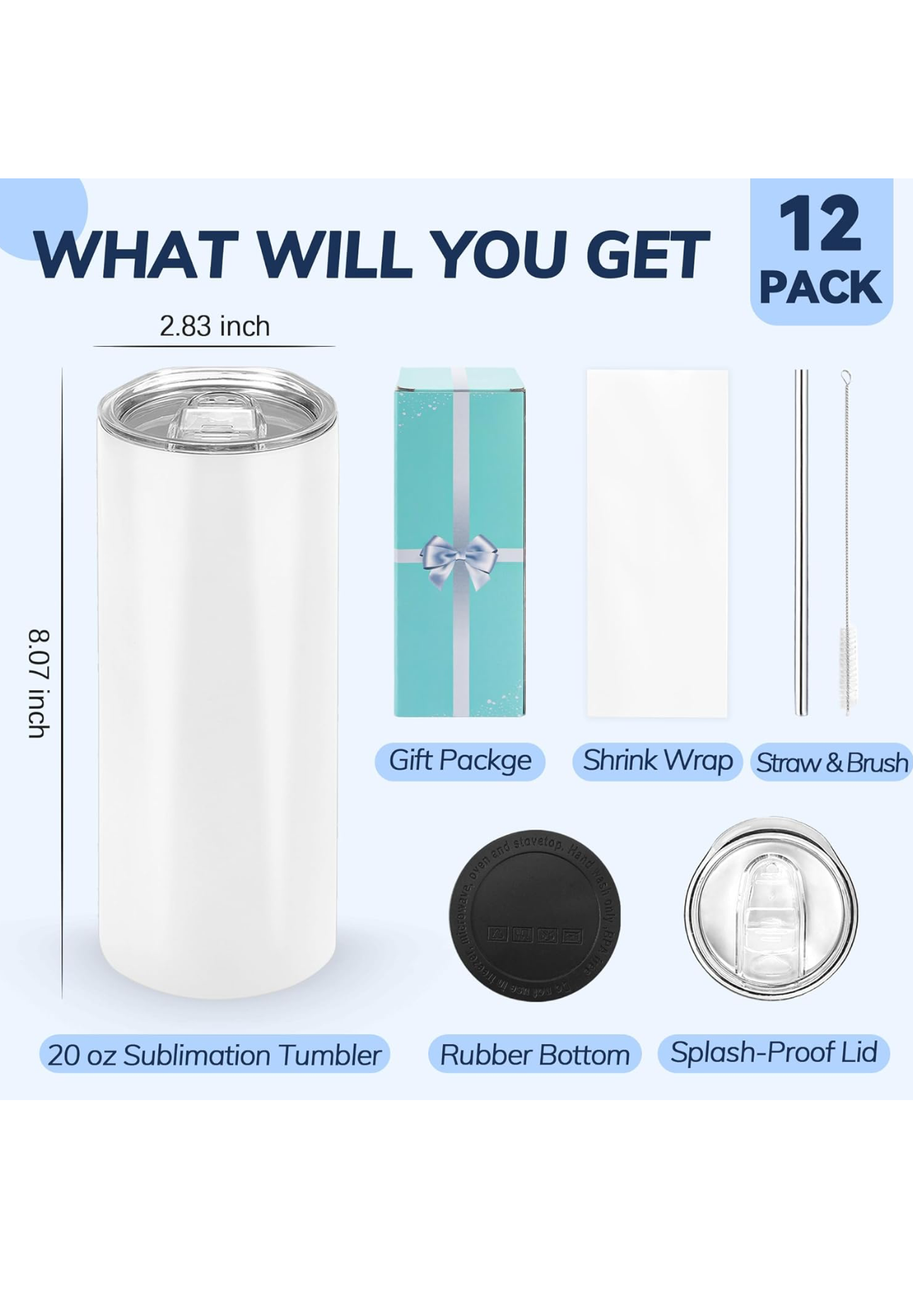 Custom Tumbler with clear tape a straw (20oz)