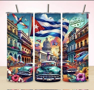 Custom Tumbler with clear tape a straw (20oz)